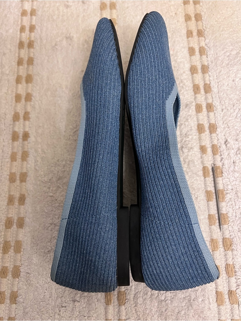Vivaia Square-Toe Knit Flats Denim Blue EU 41.5 US 10-10.5 - Picture 8 of 11